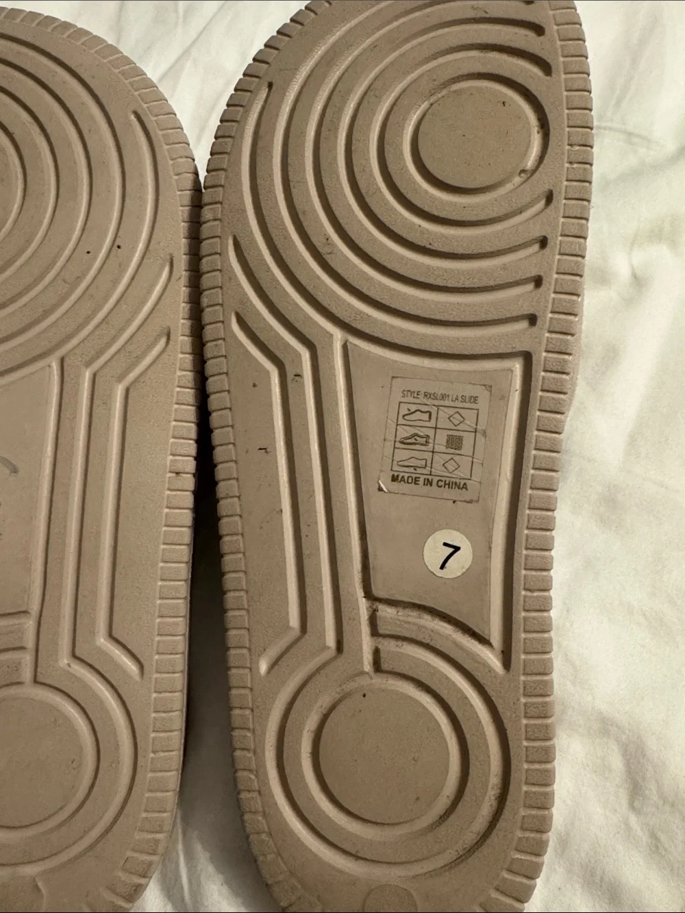 RUXEN Embossed Slide Sandals in Taupe